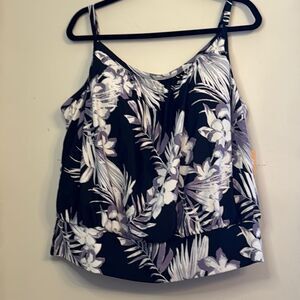 Kona Sol Floral Tankini Top - TOP ONLY
